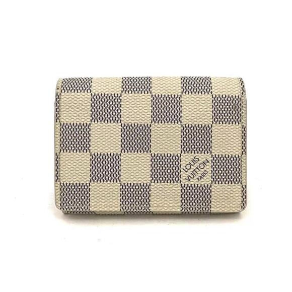 Louis Vuitton Damier Azur Enveloppe Cartes De Visite Card Case White/4AF1056 - Picture 1 of 8